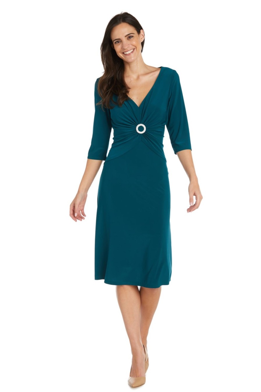 Women R&M Richards  Midi Cocktail Dress With Circular Rhinestone Detail ~  Richjacketdress